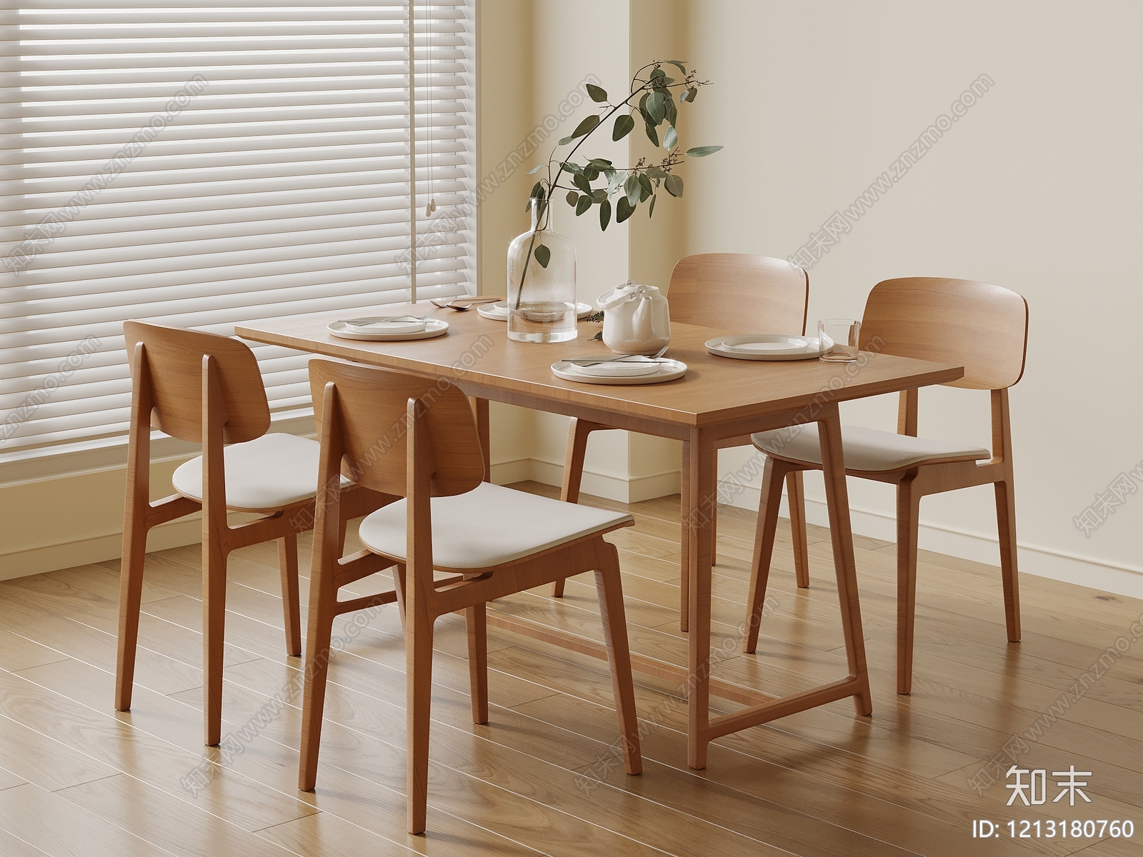 原木风餐桌SU模型下载【ID:1213180760】