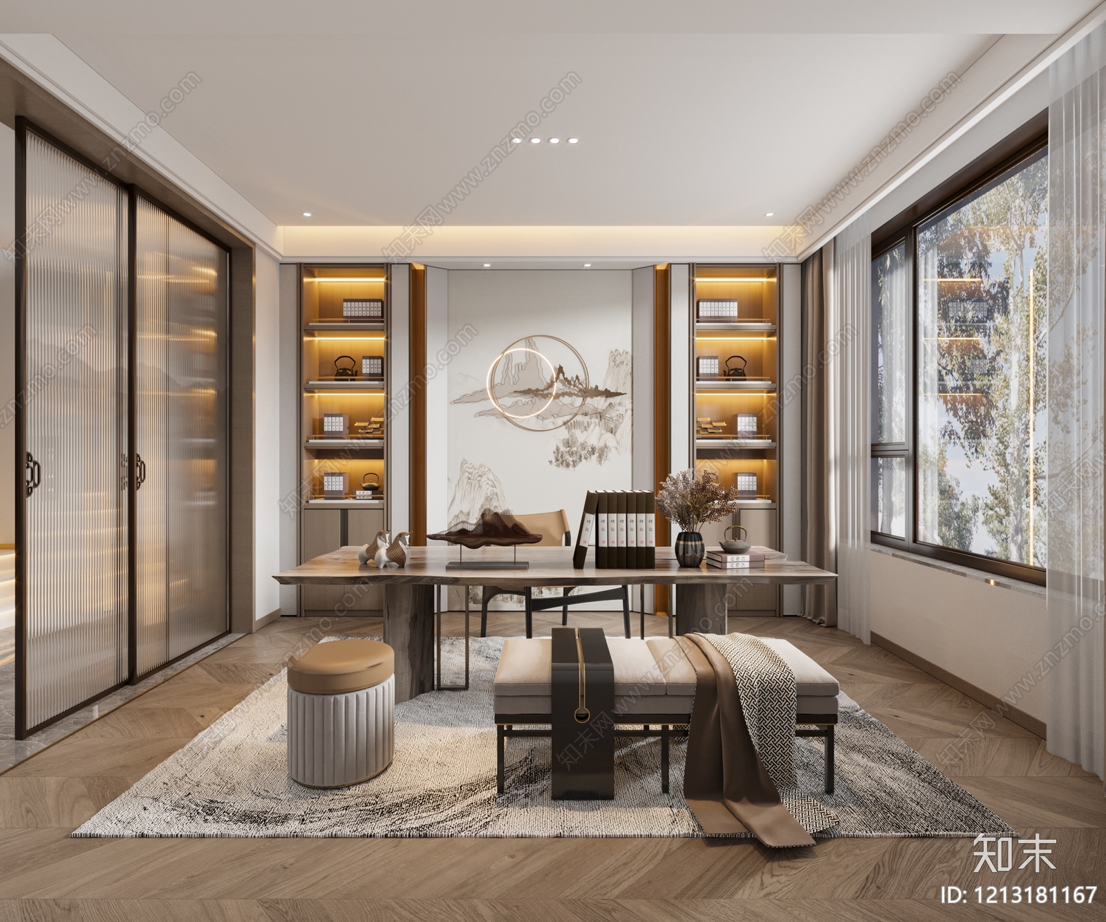 新中式书房3D模型下载【ID:1213181167】