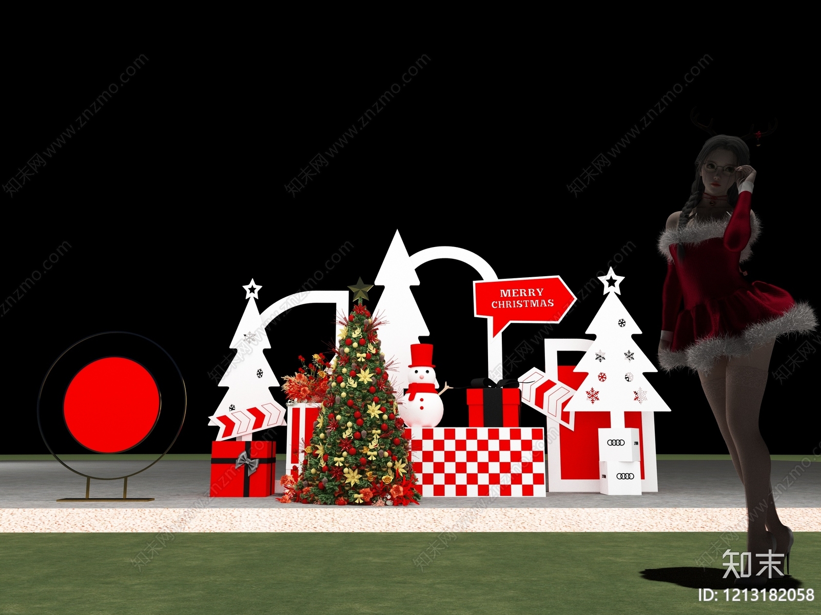 圣诞主题装置风圣诞美陈3D模型下载【ID:1213182058】