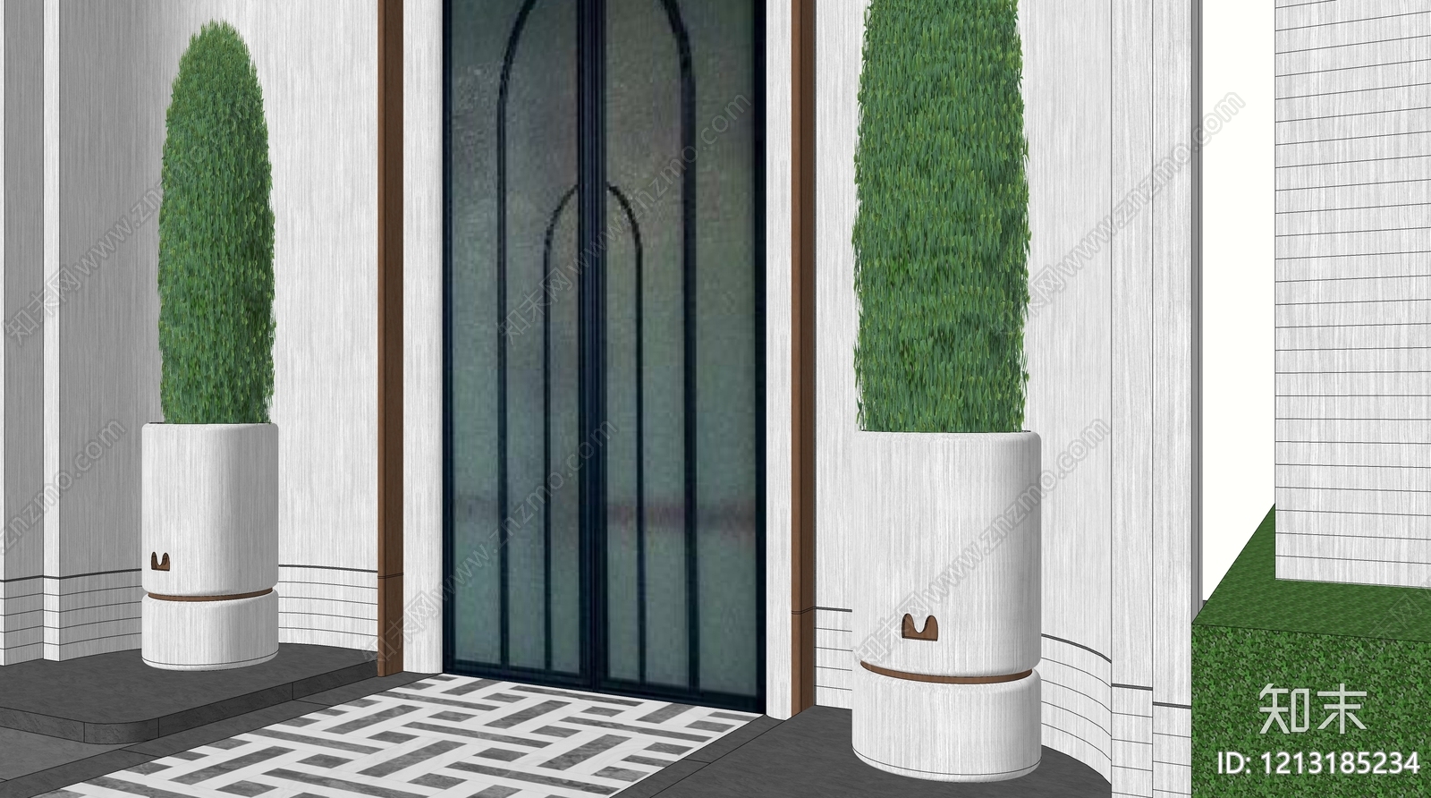 现代轻奢花钵花器SU模型下载【ID:1213185234】