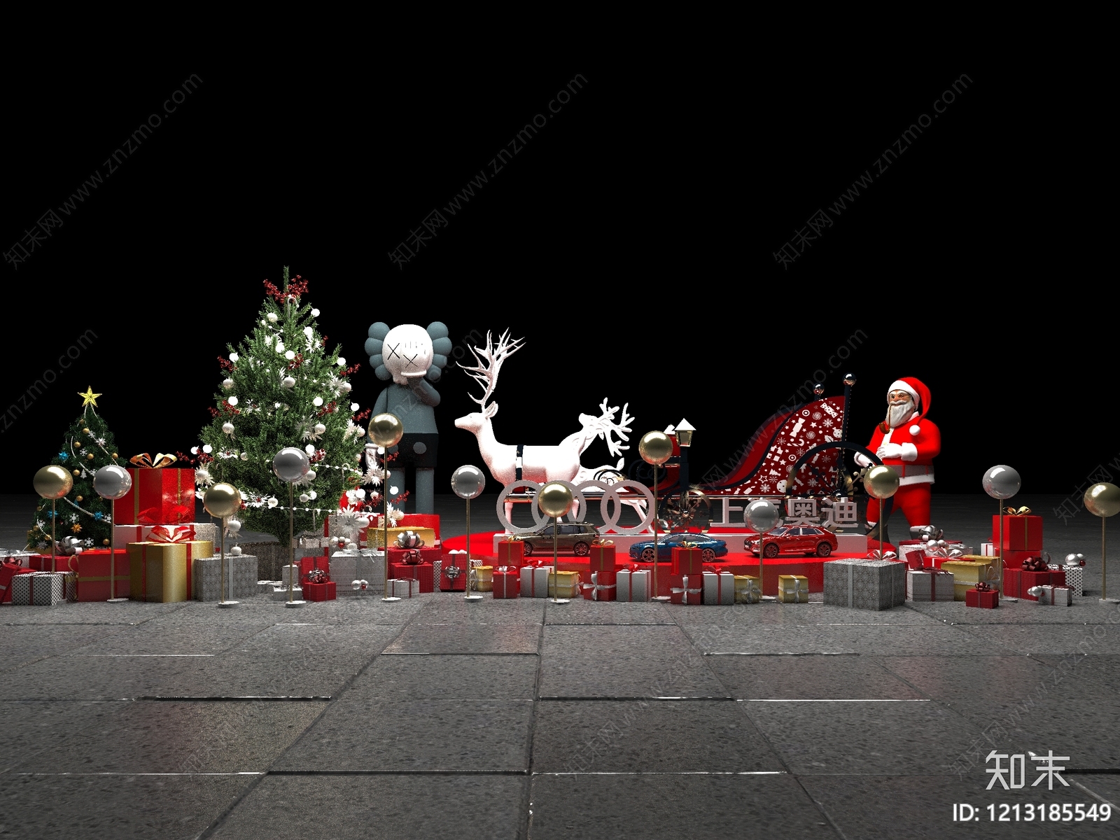圣诞主题商业美陈圣诞美陈3D模型下载【ID:1213185549】