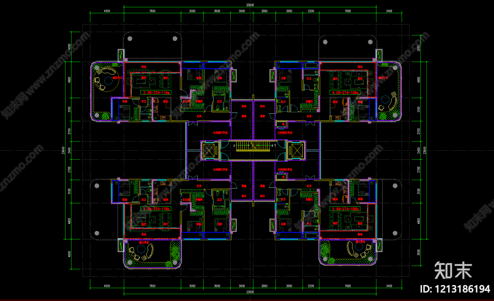 现代住宅楼建筑cad施工图下载【ID:1213186194】