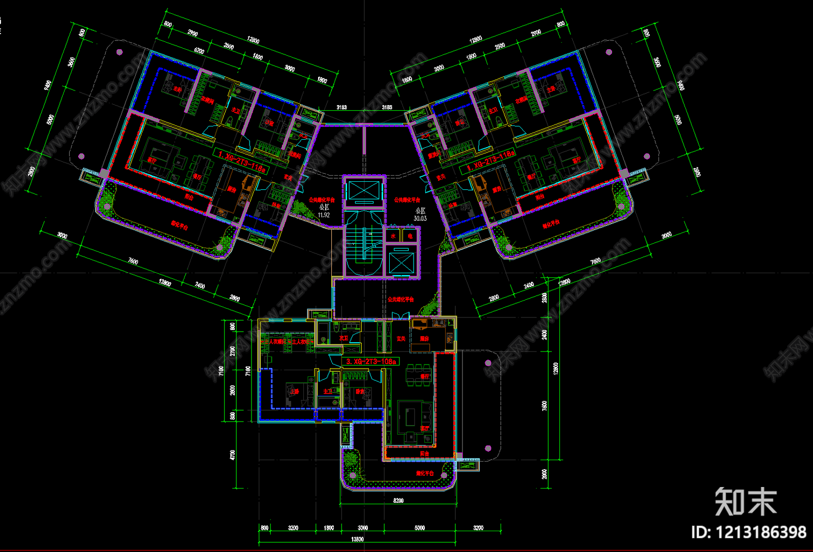 现代住宅楼建筑cad施工图下载【ID:1213186398】