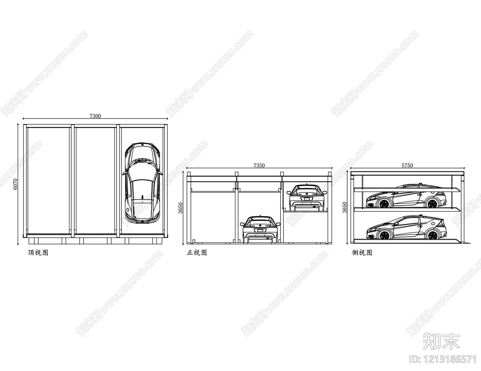 现代停车场施工图下载【ID:1213186571】