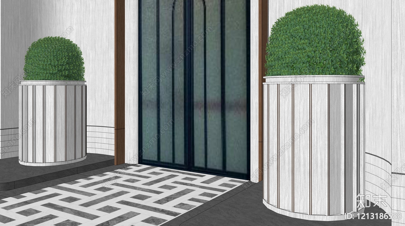 现代简约花钵花器SU模型下载【ID:1213186588】