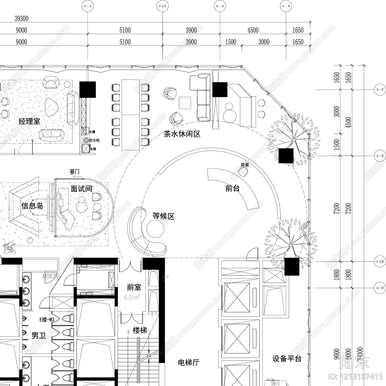 现代整体办公空间cad施工图下载【ID:1213187415】