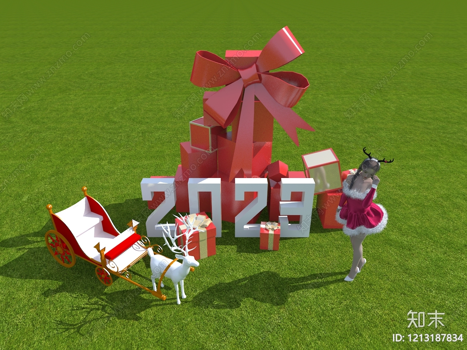 圣诞主题风格圣诞美陈3D模型下载【ID:1213187834】