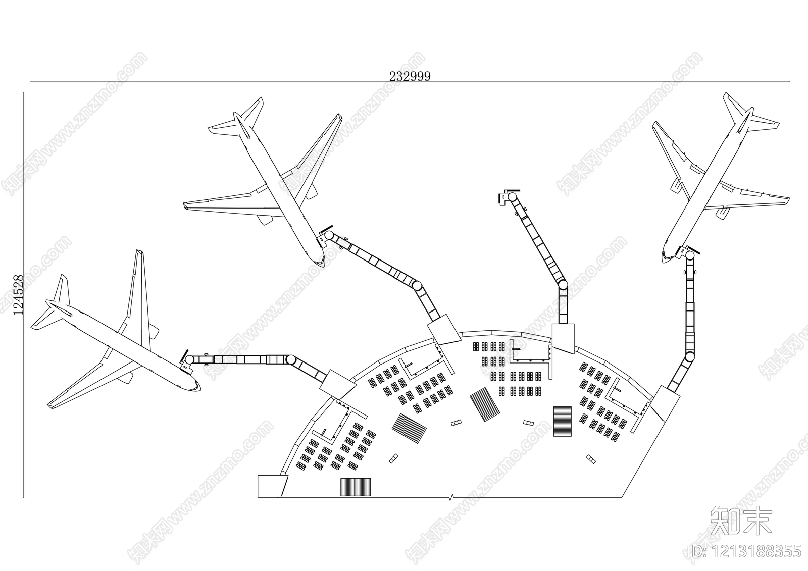 现代机场建筑施工图下载【ID:1213188355】