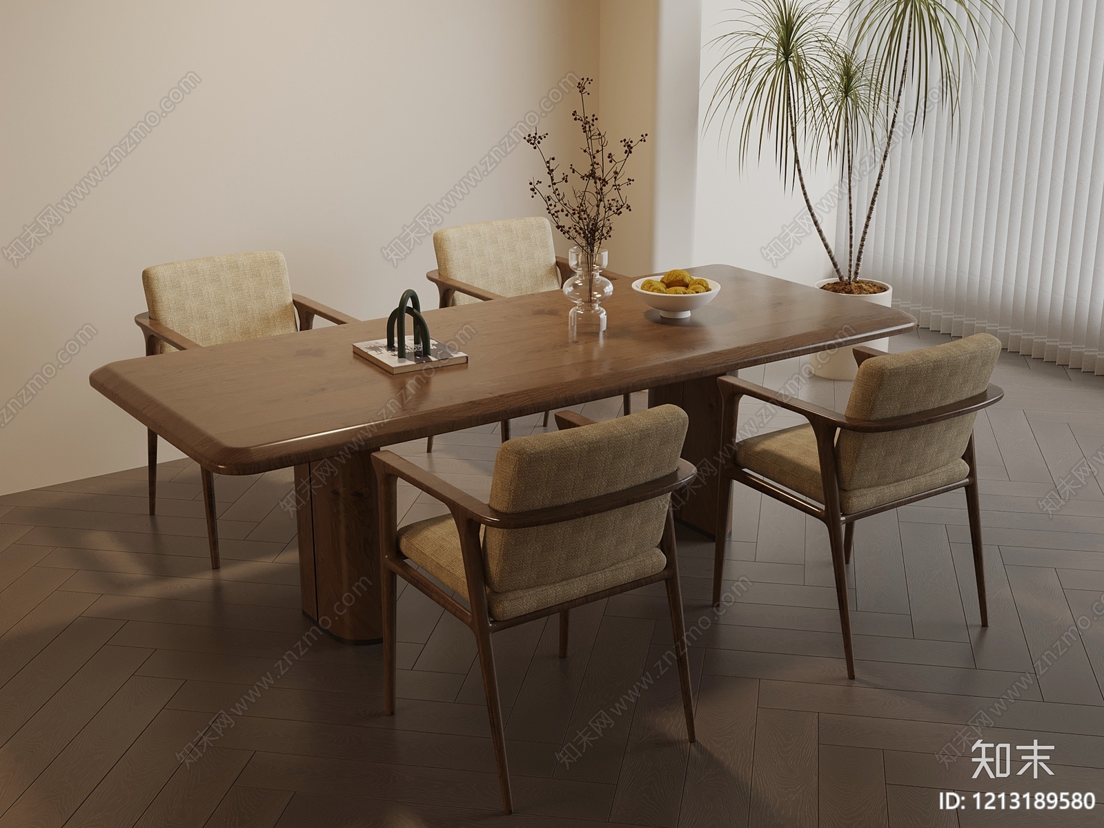 现代简约餐桌椅3D模型下载【ID:1213189580】