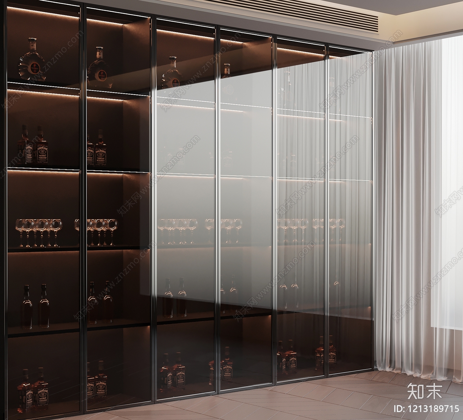 现代极简酒柜3D模型下载【ID:1213189715】