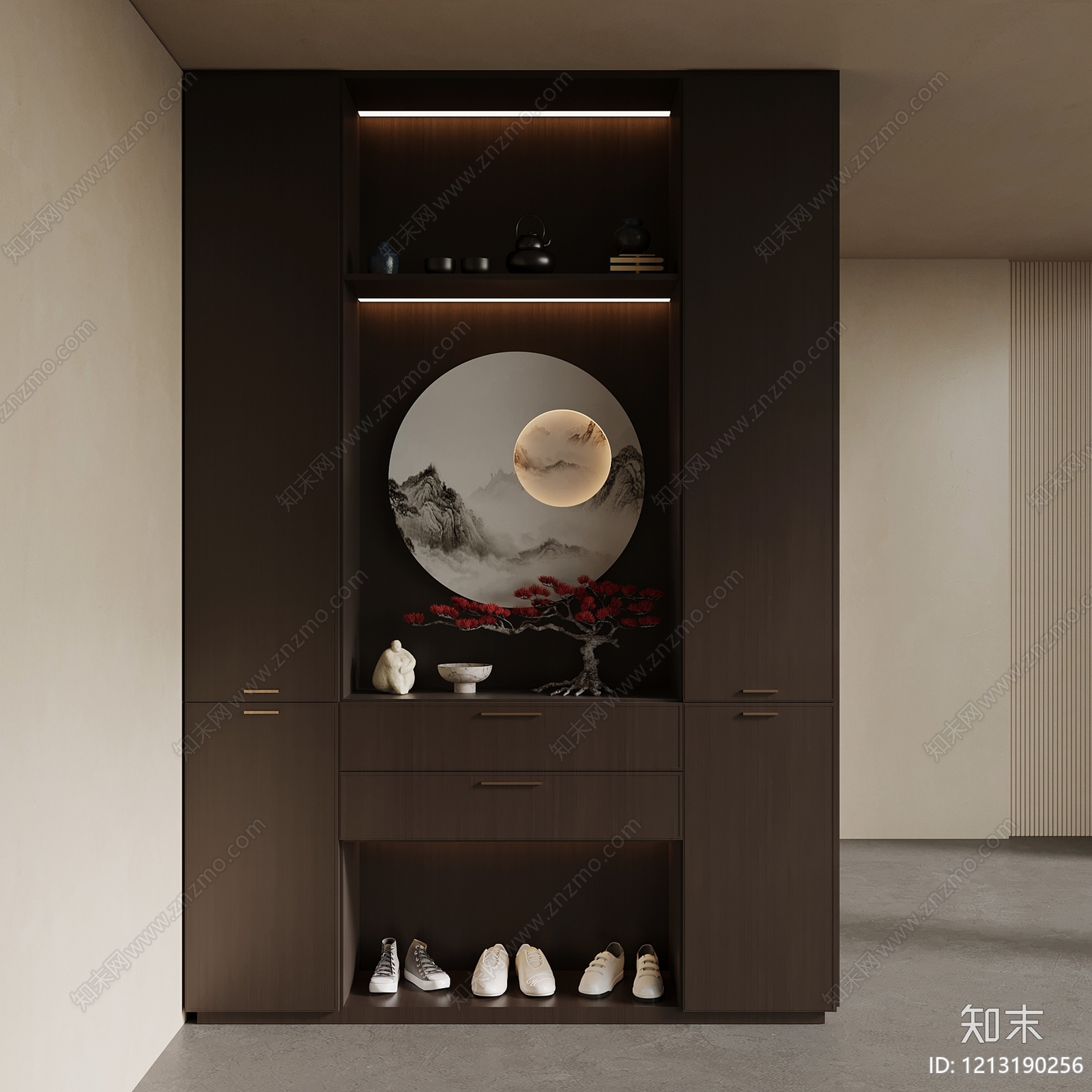 新中式玄关3D模型下载【ID:1213190256】