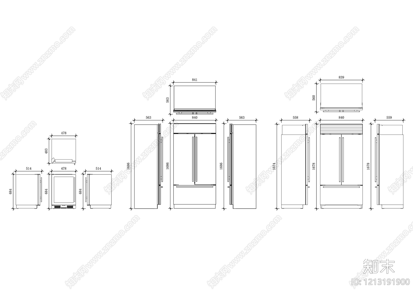 现代厨房设施施工图下载【ID:1213191900】