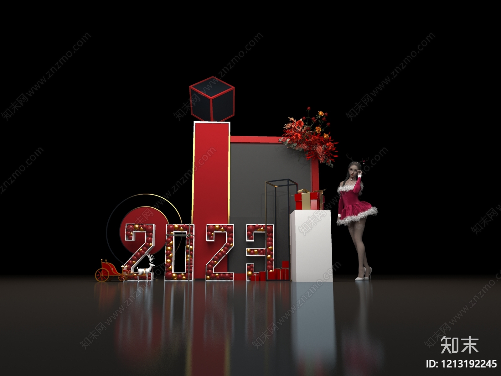 圣诞主题商业美陈圣诞美陈3D模型下载【ID:1213192245】