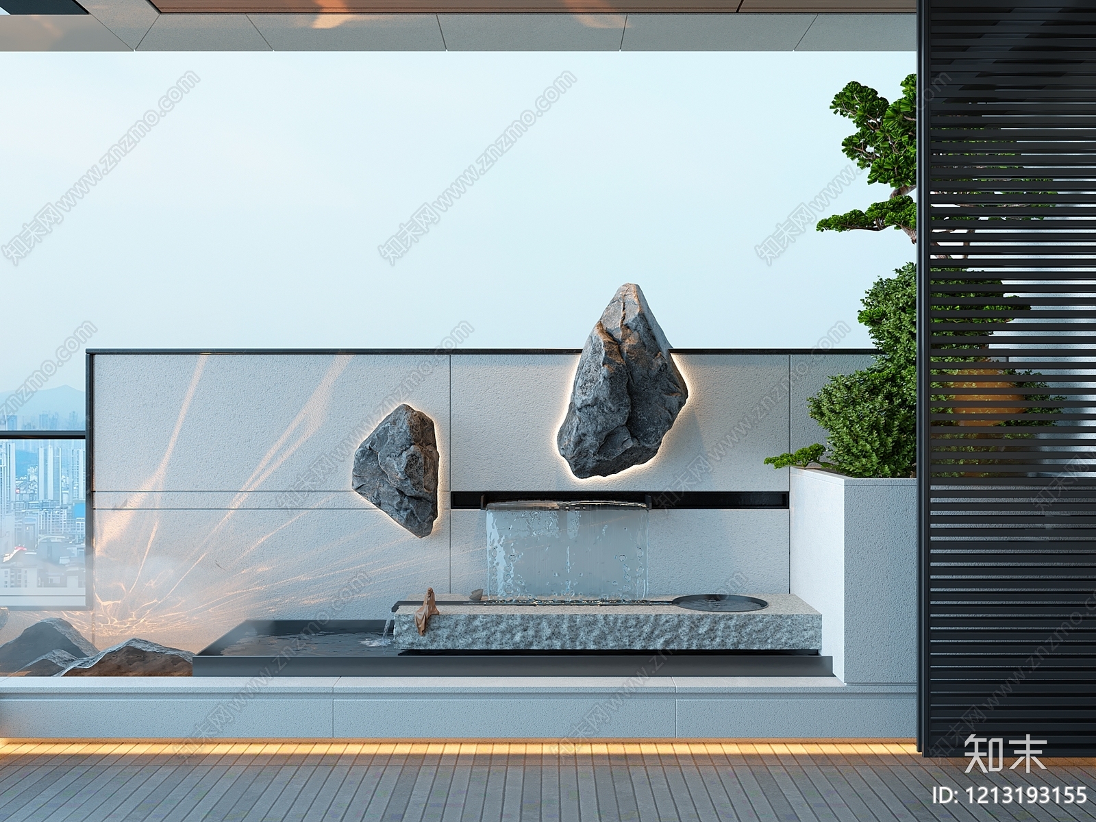 新中式屋顶花园SU模型下载【ID:1213193155】