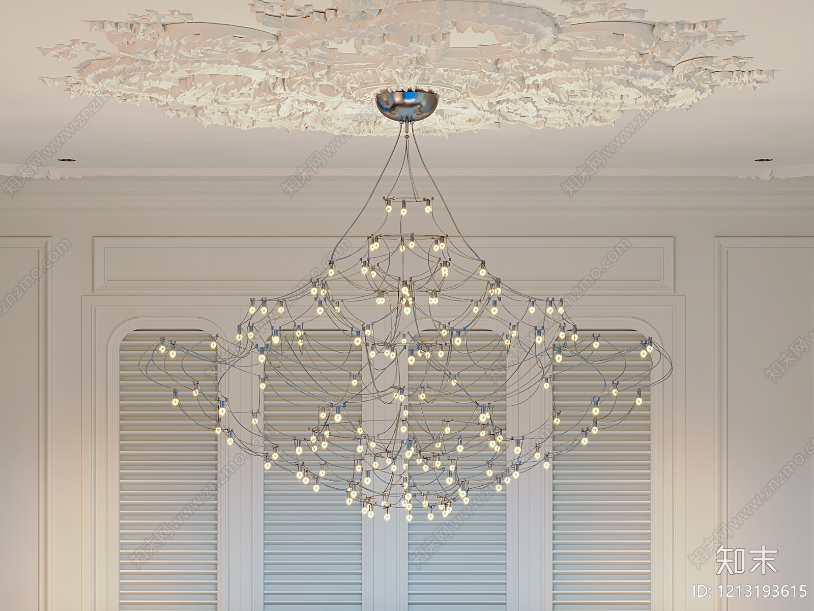 法式客厅吊灯3D模型下载【ID:1213193615】