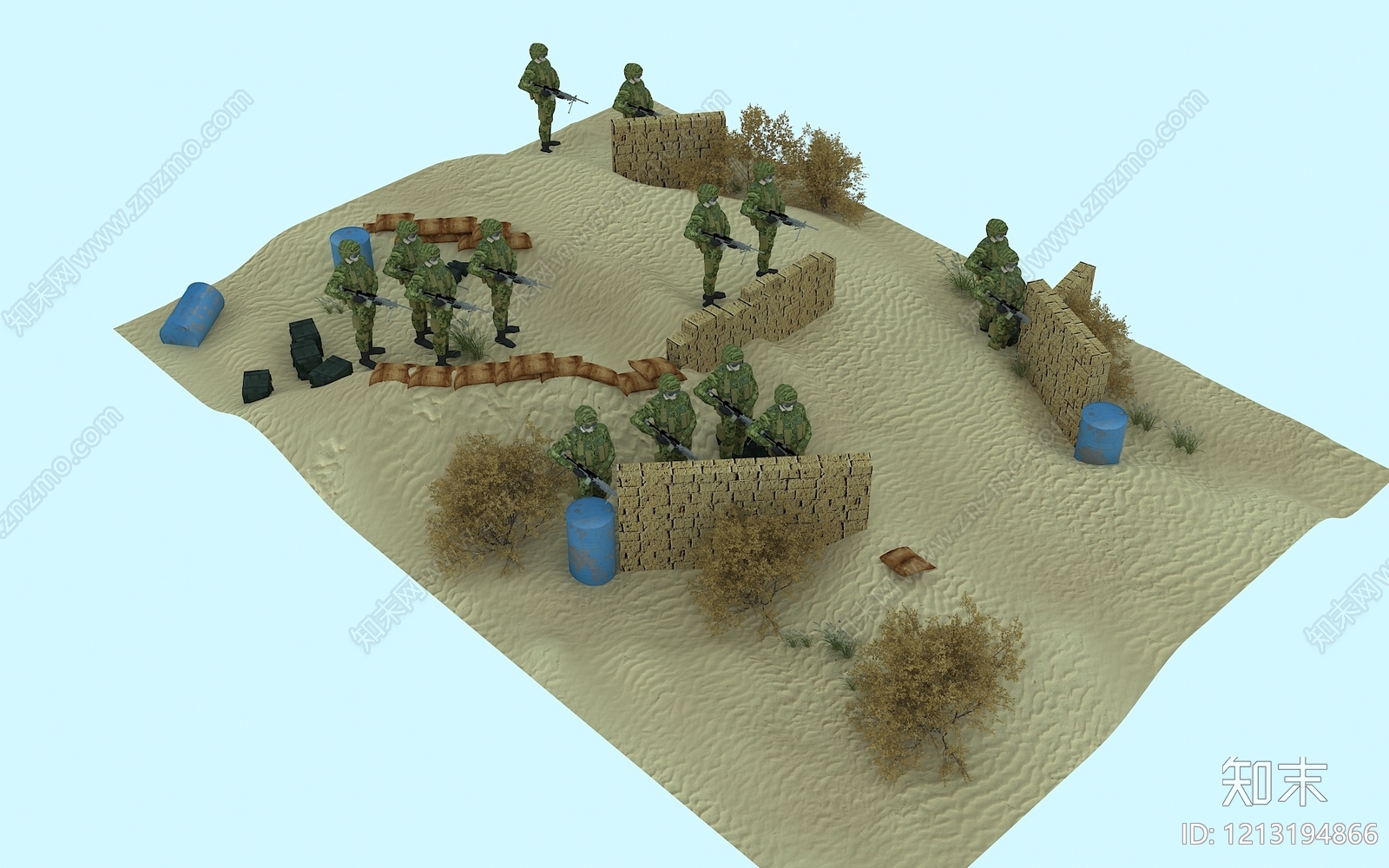 军事主题场景设计房车营地3D模型下载【ID:1213194866】