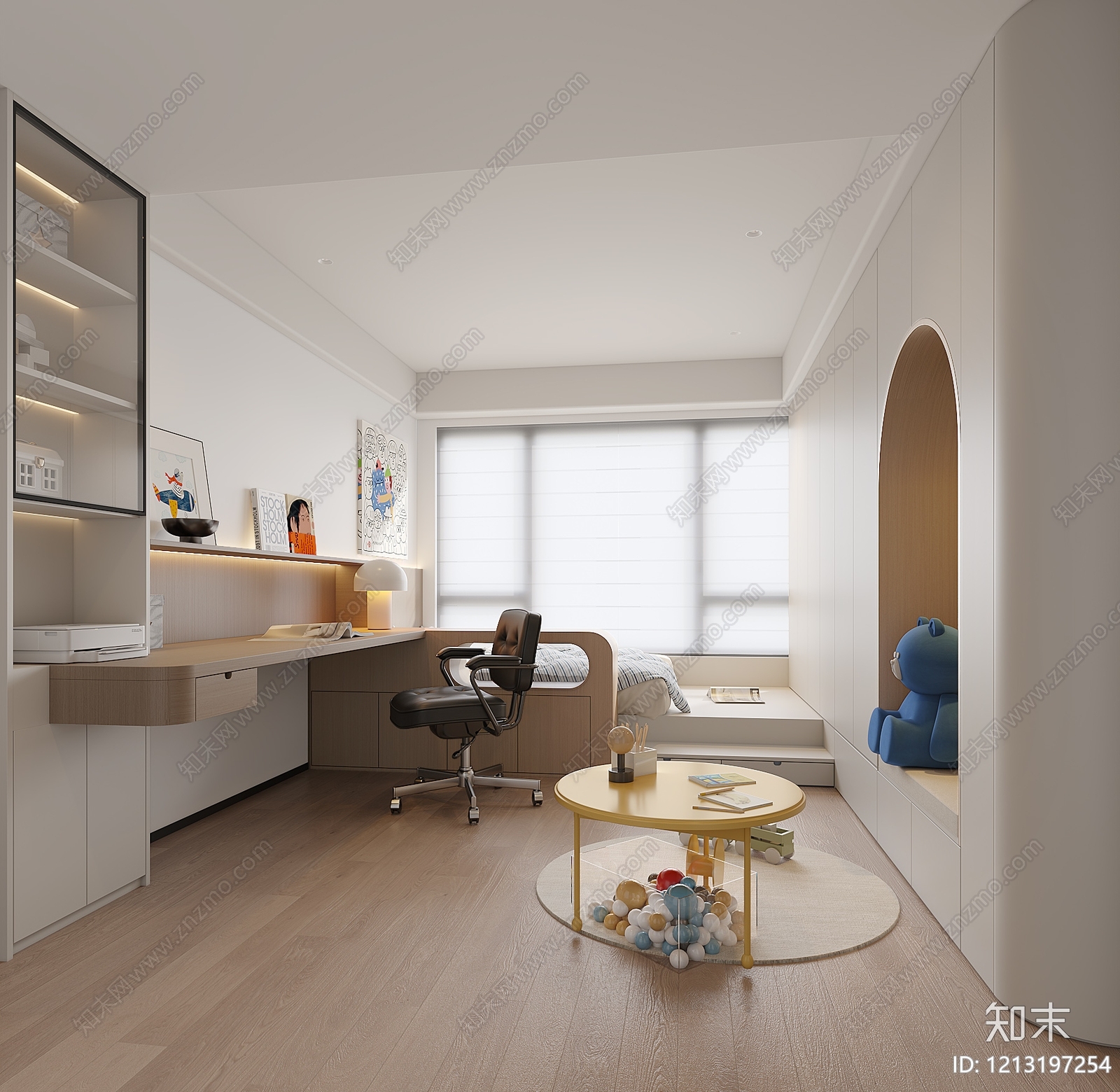 奶油风男孩房3D模型下载【ID:1213197254】