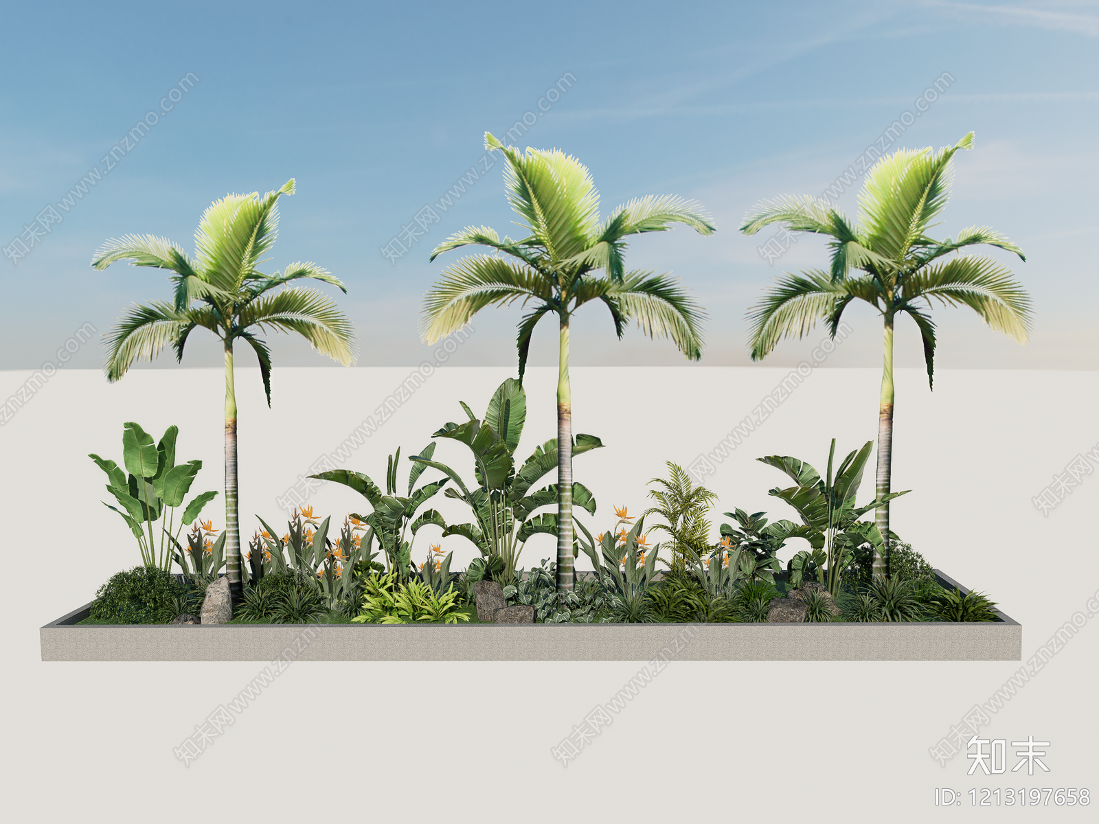 热带植物景观植物组合SU模型下载【ID:1213197658】