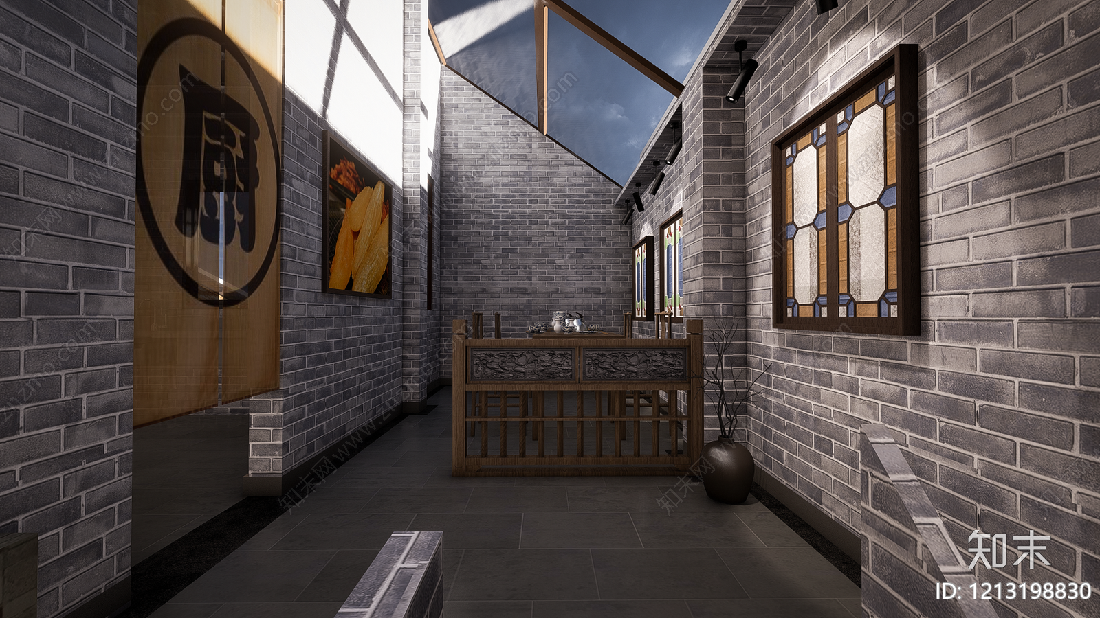 新中式中餐厅SU模型下载【ID:1213198830】