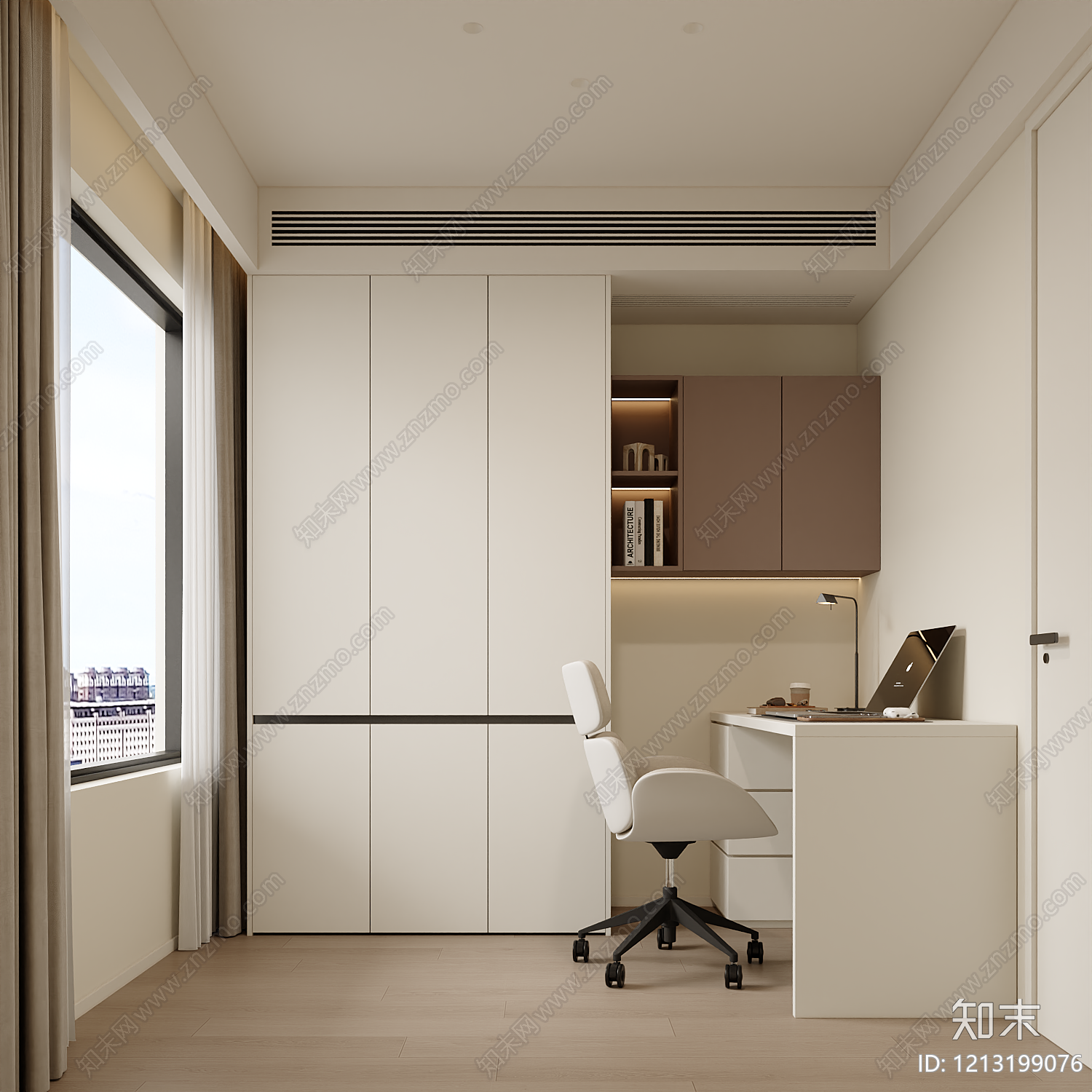 奶油风书房3D模型下载【ID:1213199076】