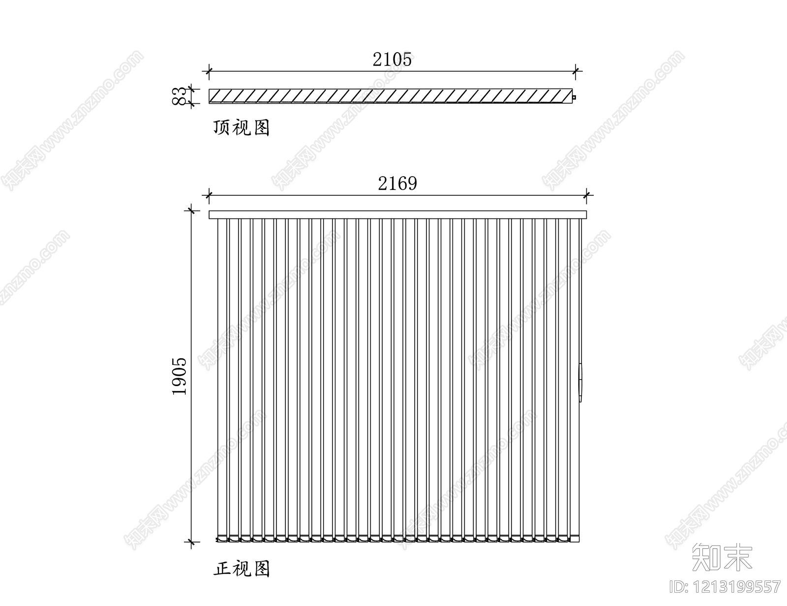 现代窗帘施工图下载【ID:1213199557】