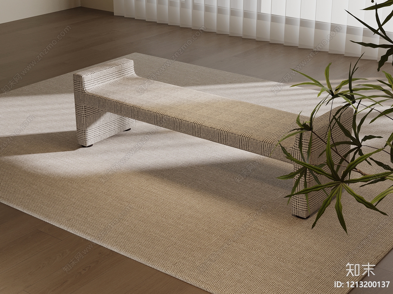 现代简约床尾凳3D模型下载【ID:1213200137】