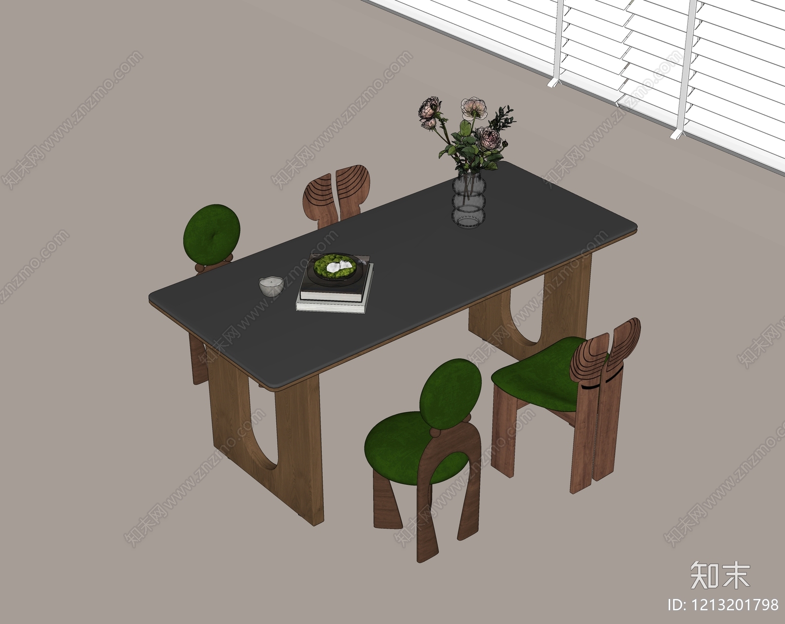 现代餐桌椅SU模型下载【ID:1213201798】