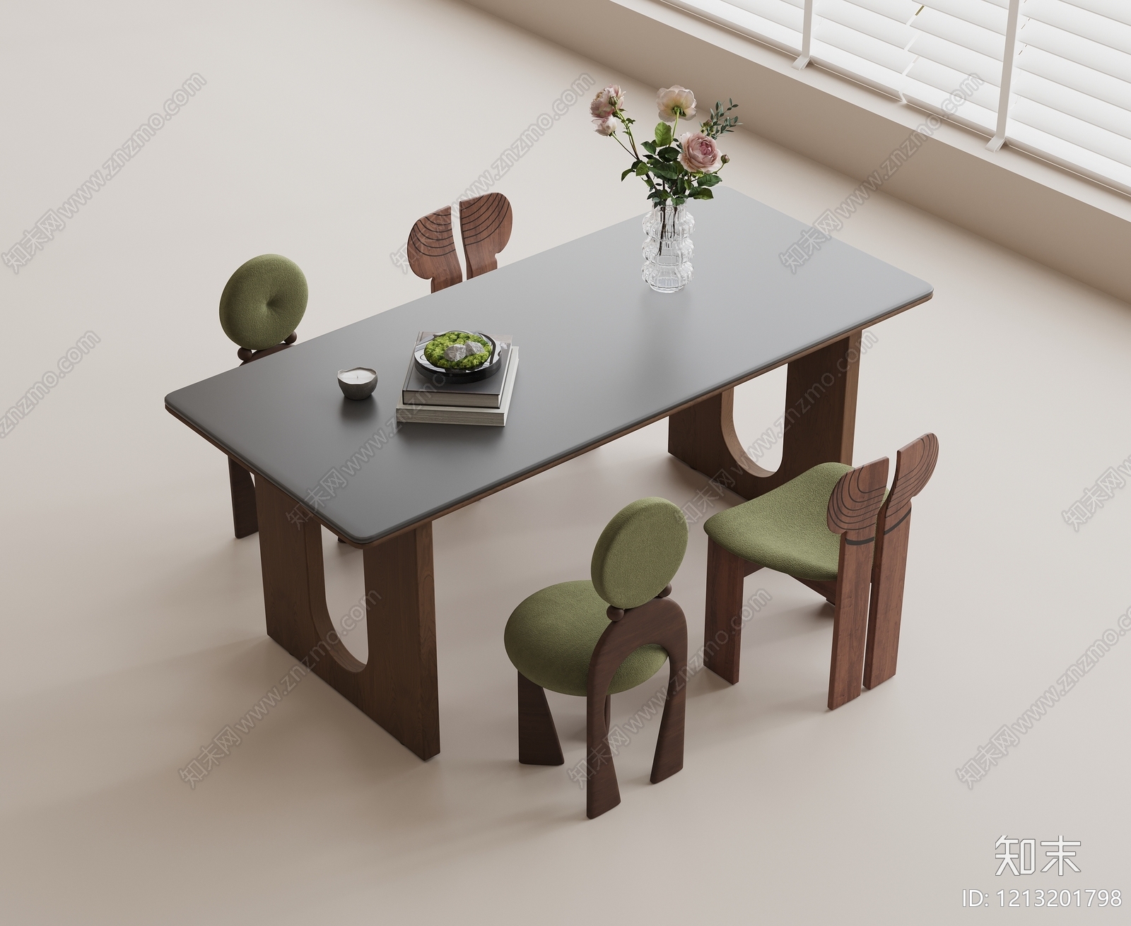 现代餐桌椅SU模型下载【ID:1213201798】