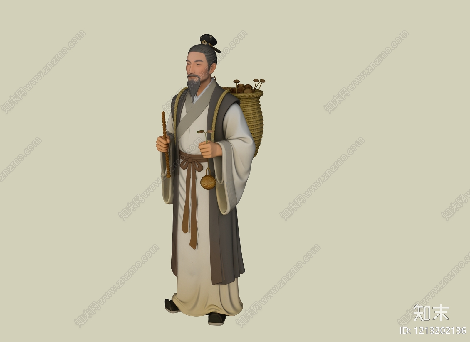 新中式男人SU模型下载【ID:1213202136】