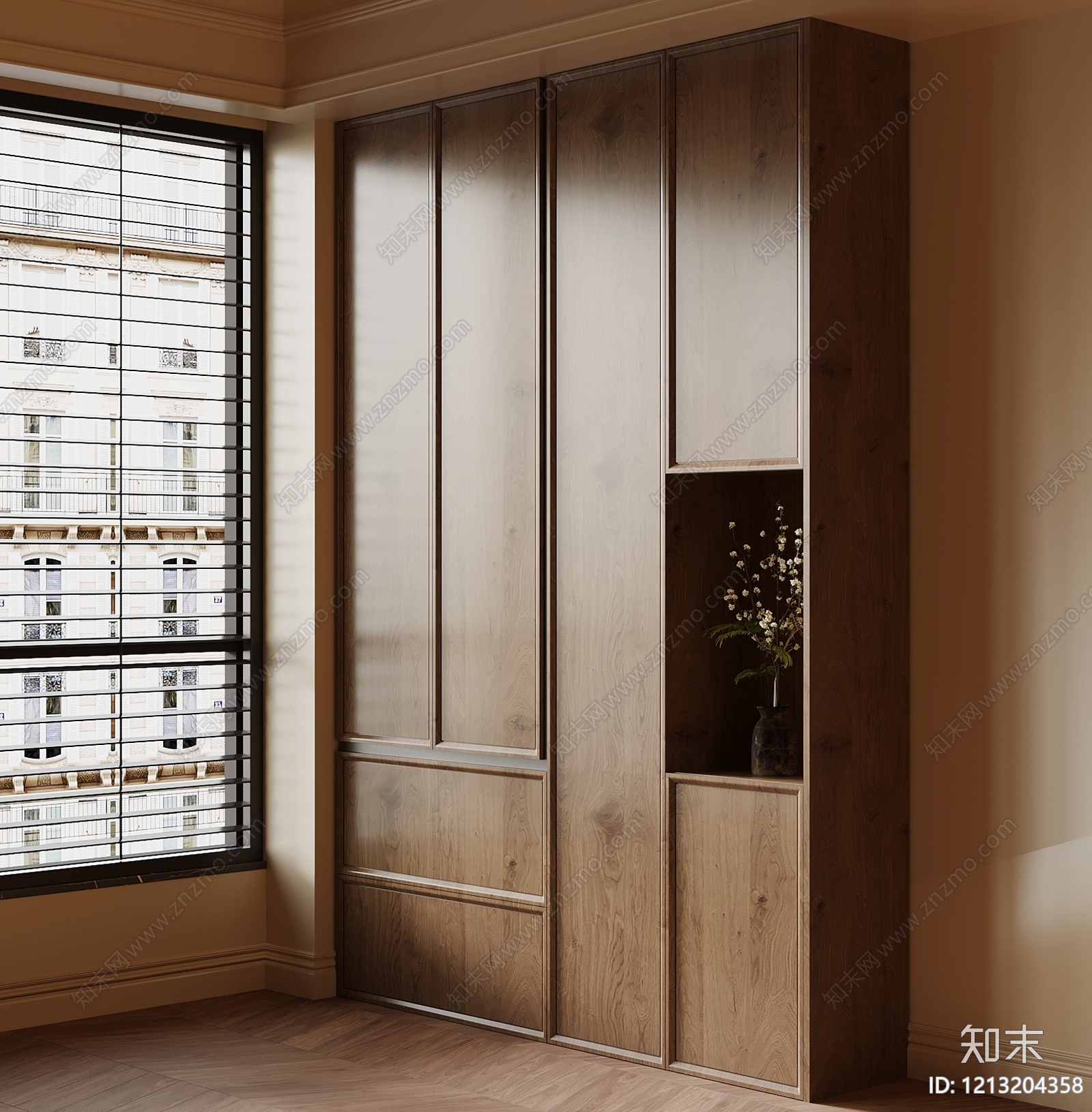 原木风玄关柜SU模型下载【ID:1213204358】