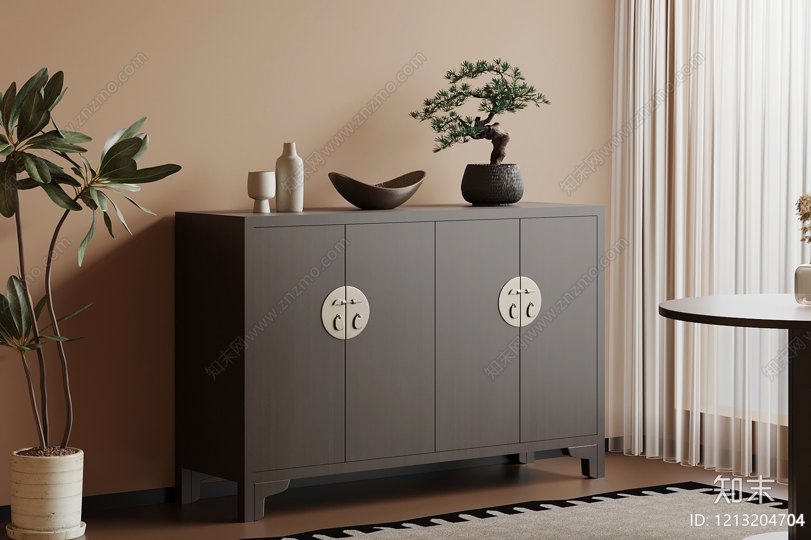 新中式玄关柜3D模型下载【ID:1213204704】