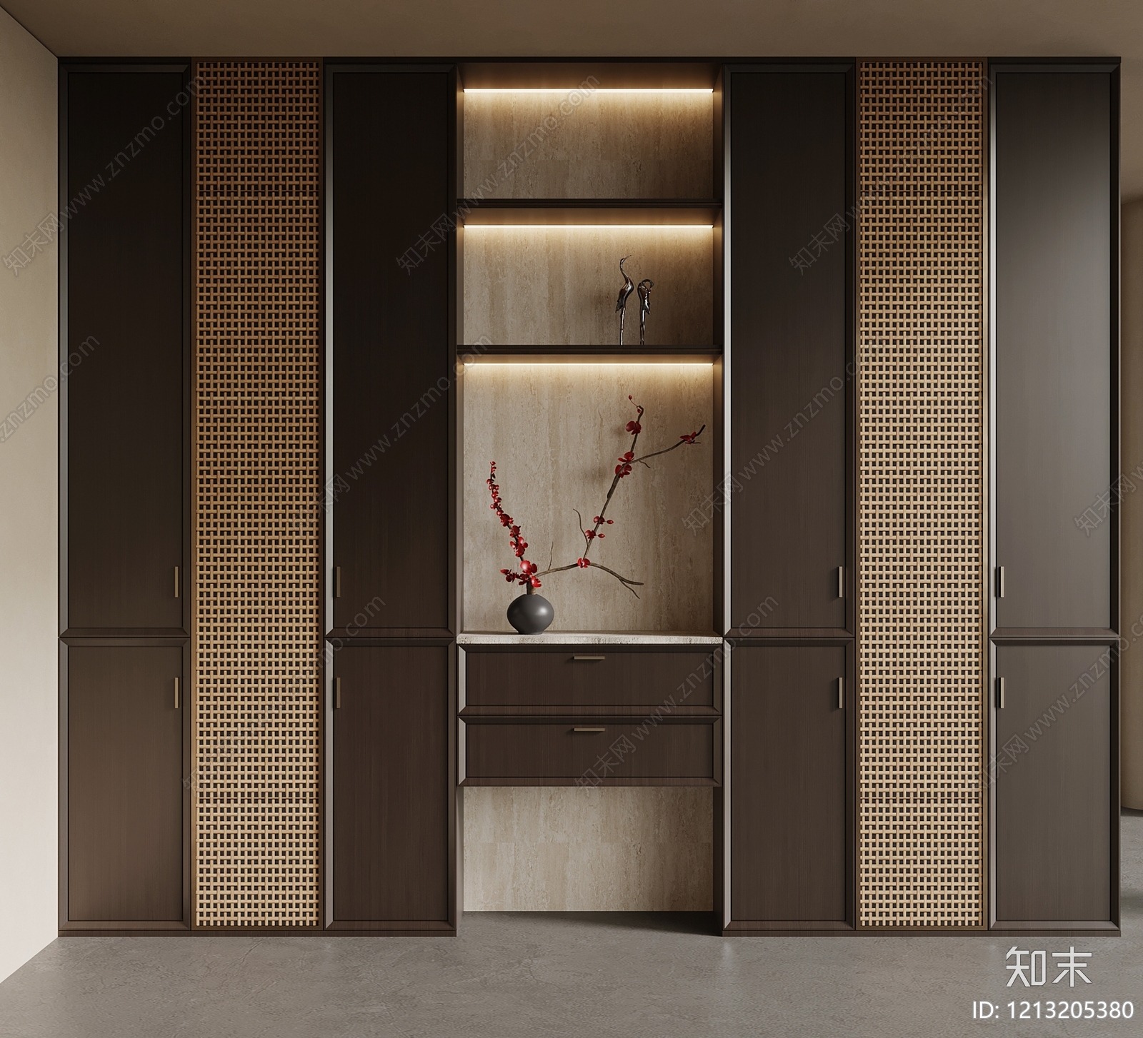 新中式玄关3D模型下载【ID:1213205380】
