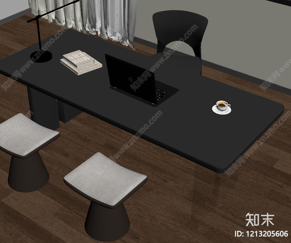 现代简约书桌椅SU模型下载【ID:1213205606】