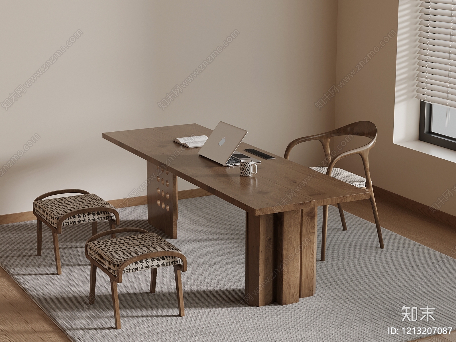 中古风书桌3D模型下载【ID:1213207087】