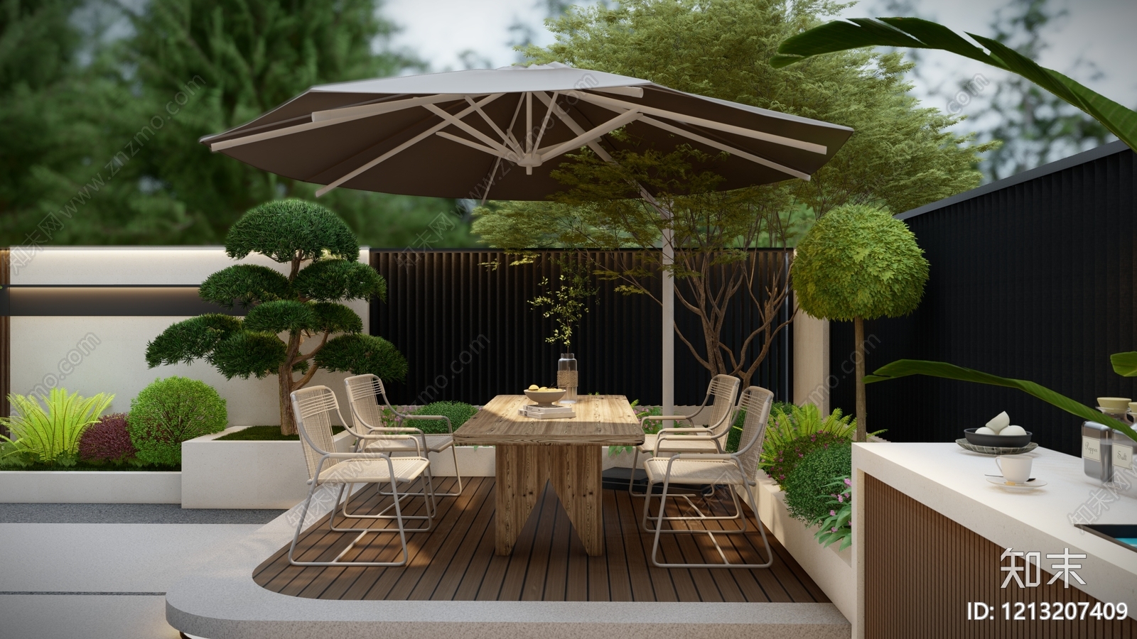 现代简约别墅庭院SU模型下载【ID:1213207409】