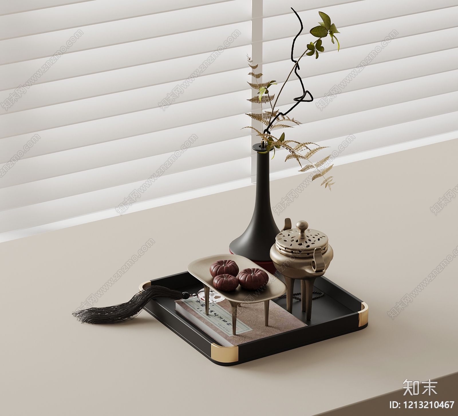 新中式摆件组合3D模型下载【ID:1213210467】