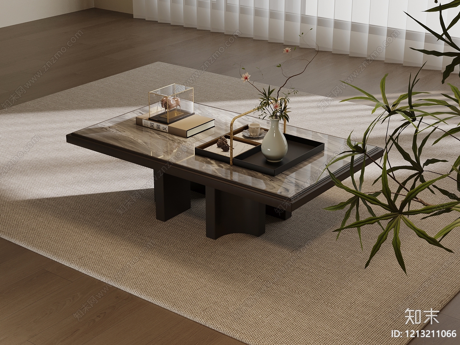 新中式茶几SU模型下载【ID:1213211066】