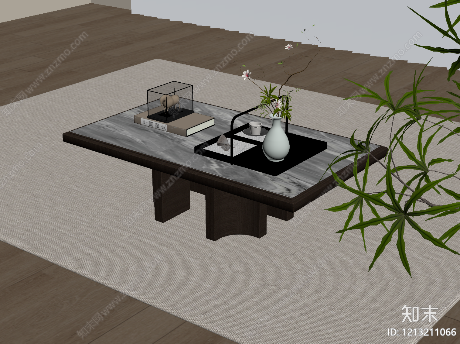 新中式茶几SU模型下载【ID:1213211066】