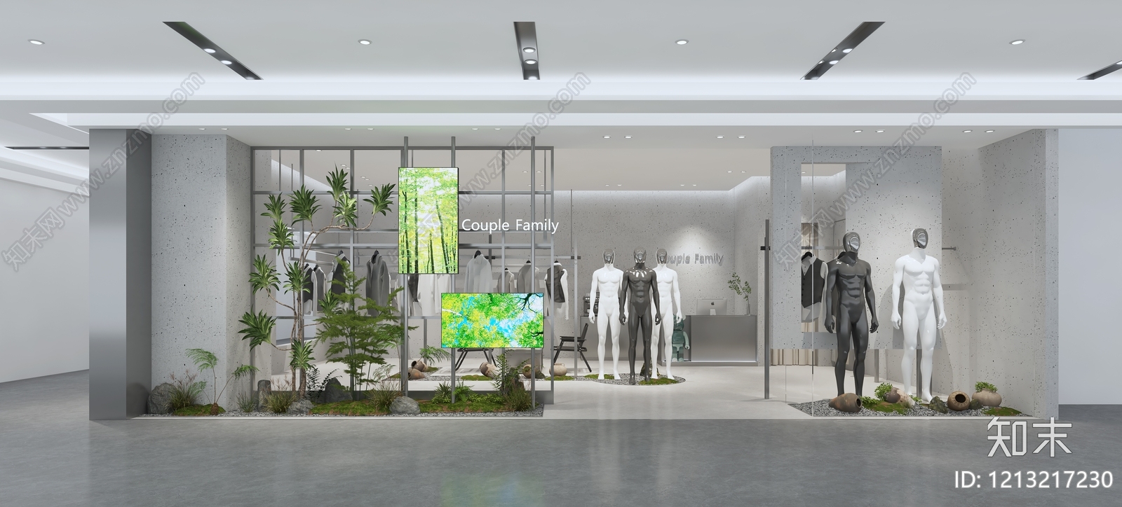 极简服装店3D模型下载【ID:1213217230】