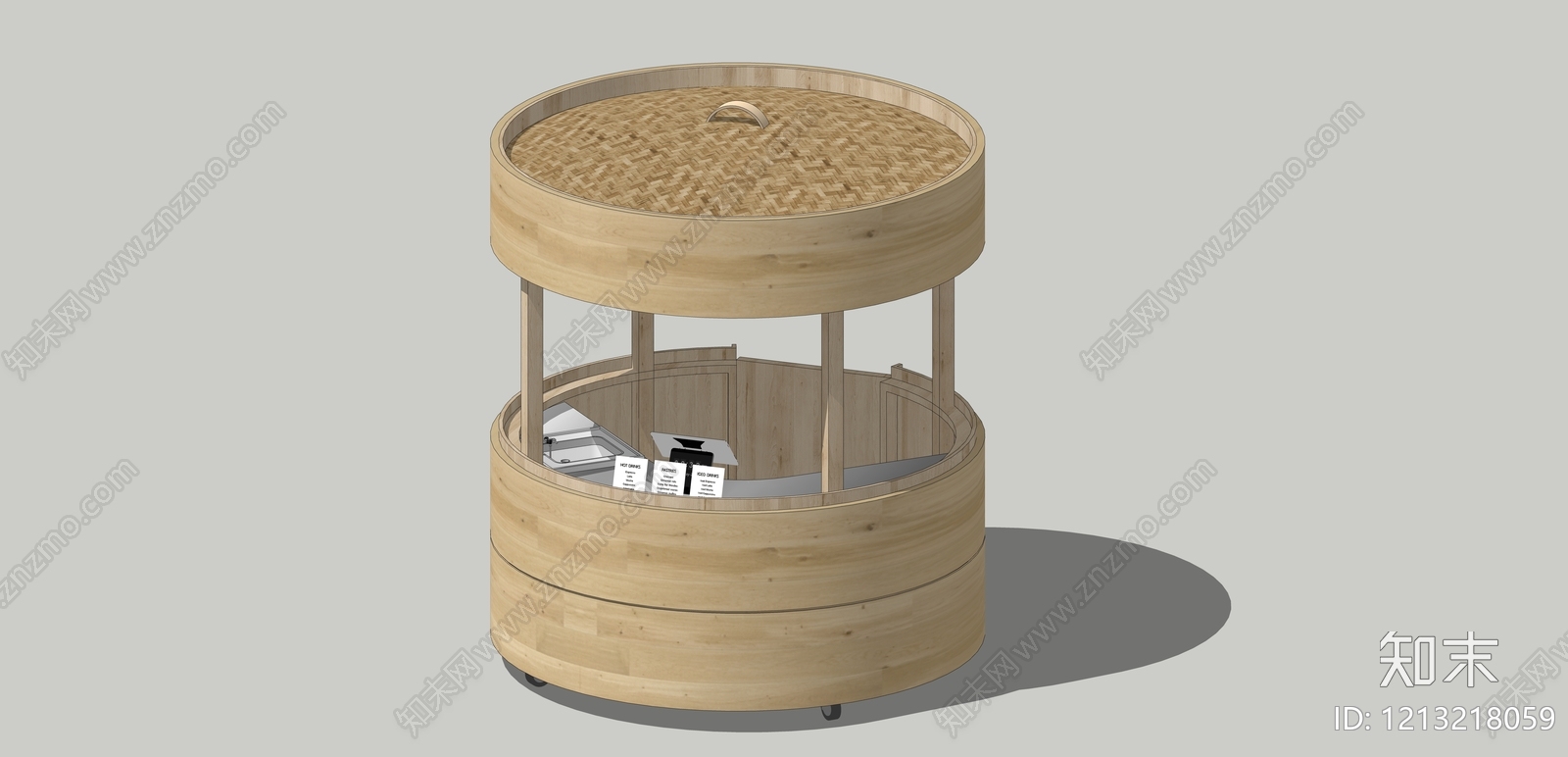 新中式餐车SU模型下载【ID:1213218059】