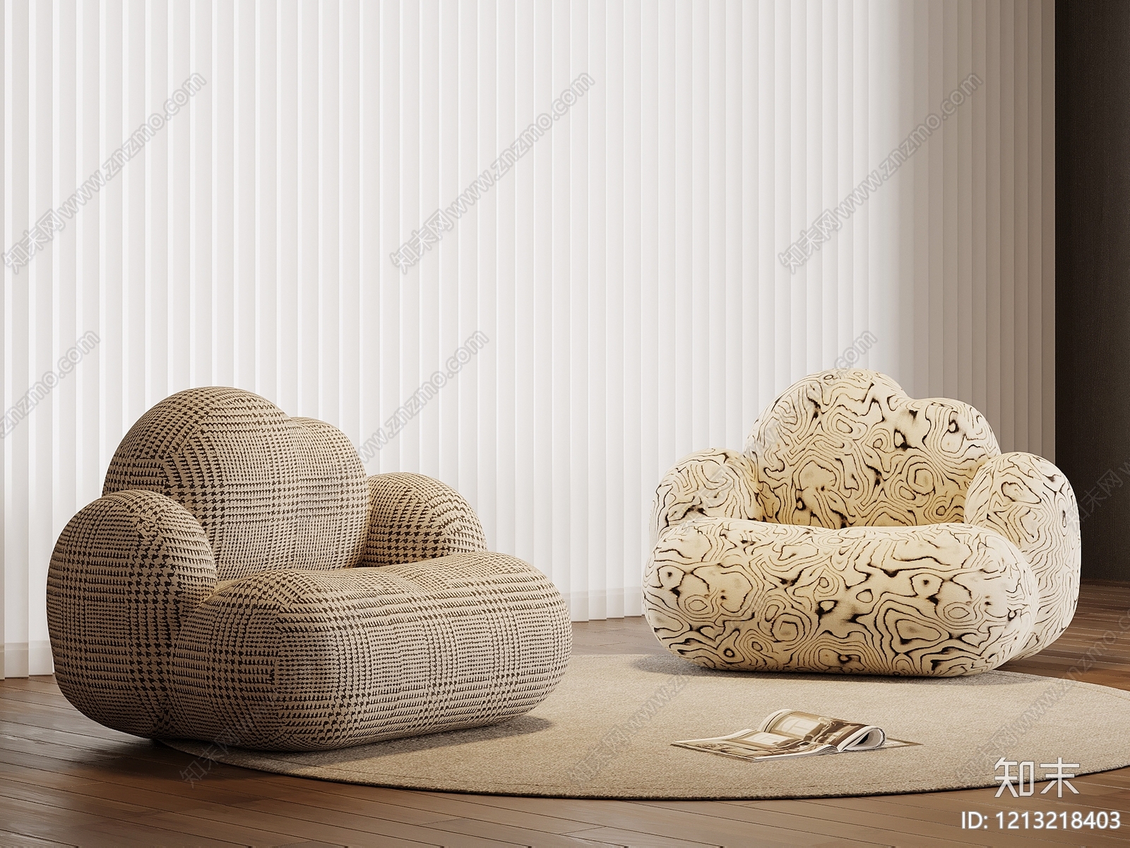 奶油风云朵沙发3D模型下载【ID:1213218403】