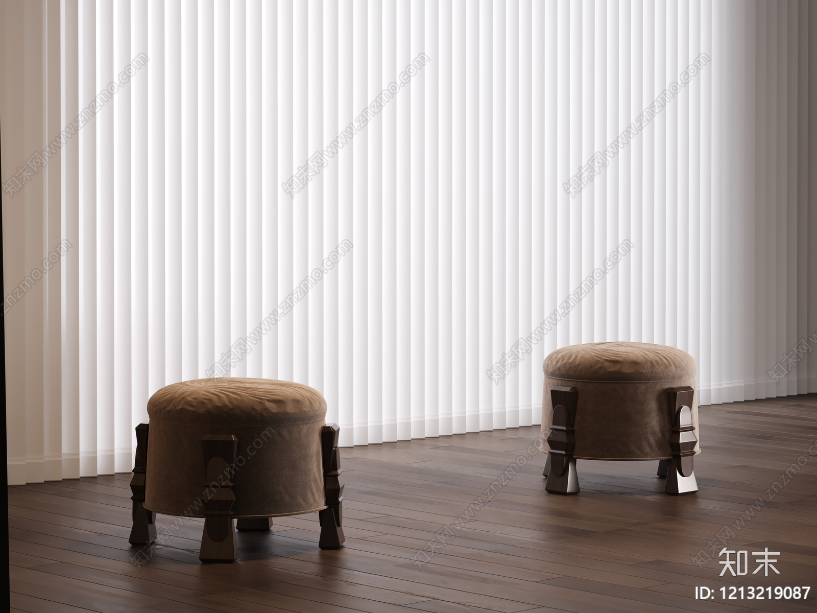 现代简约沙发凳3D模型下载【ID:1213219087】
