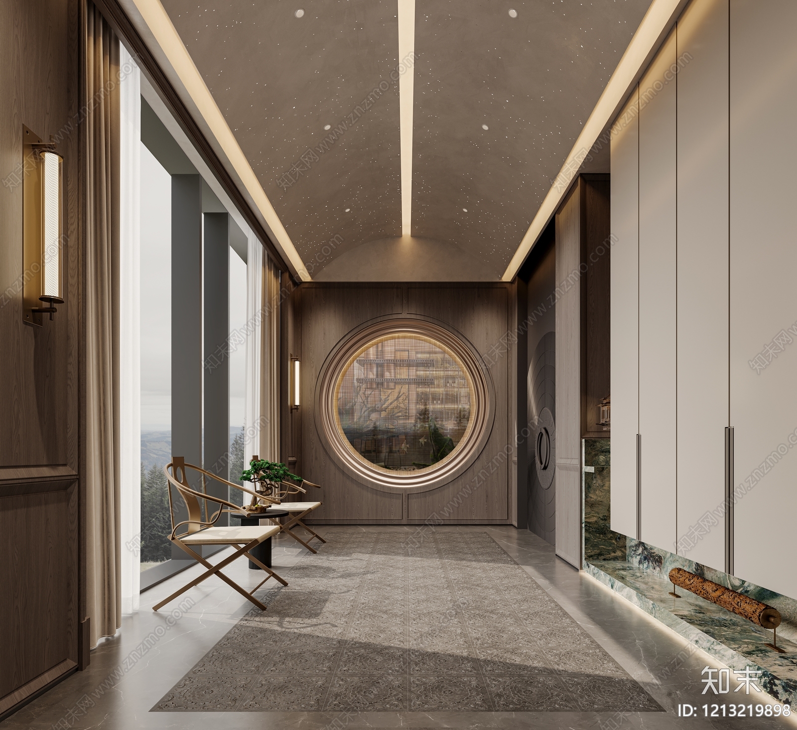 新中式玄关3D模型下载【ID:1213219898】