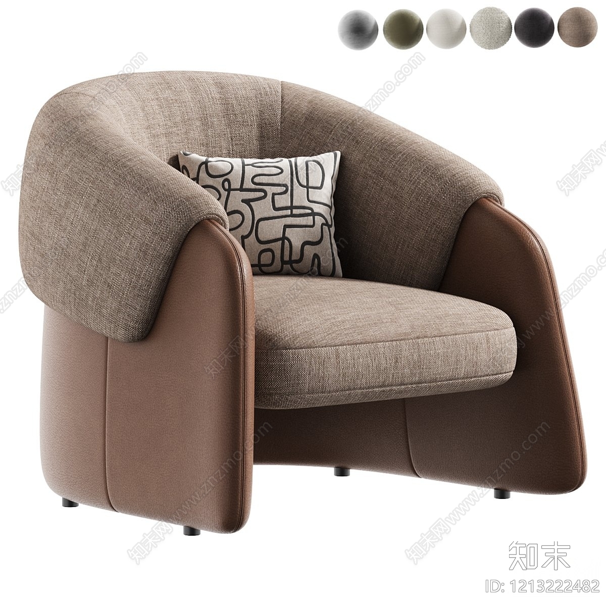 现代简约单人沙发3D模型下载【ID:1213222482】