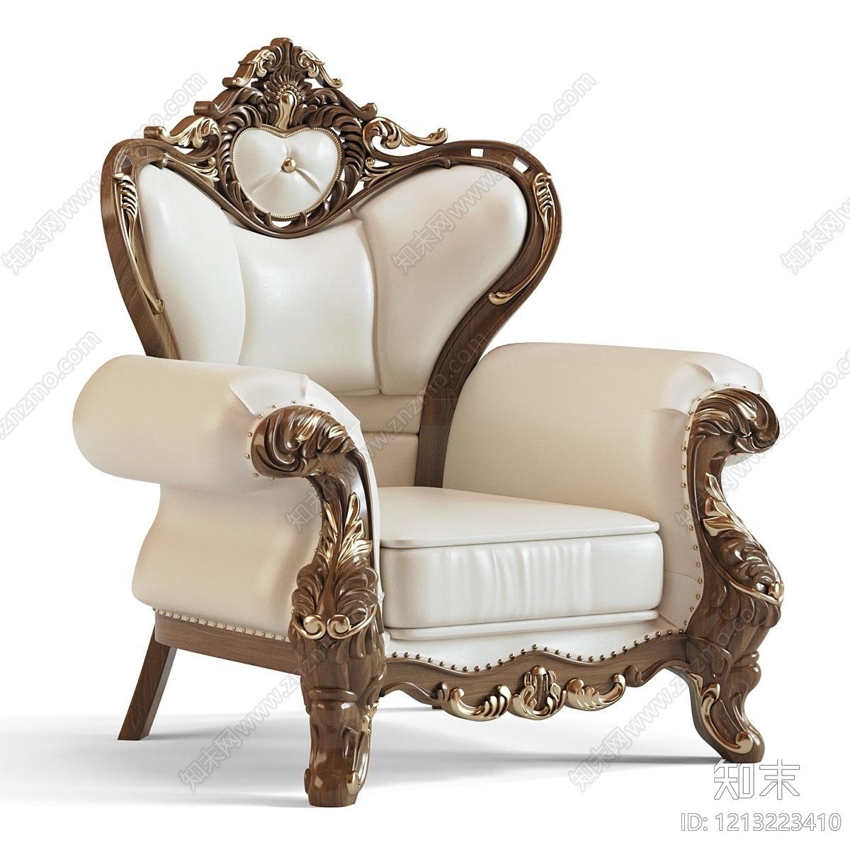 欧式古典单人沙发3D模型下载【ID:1213223410】