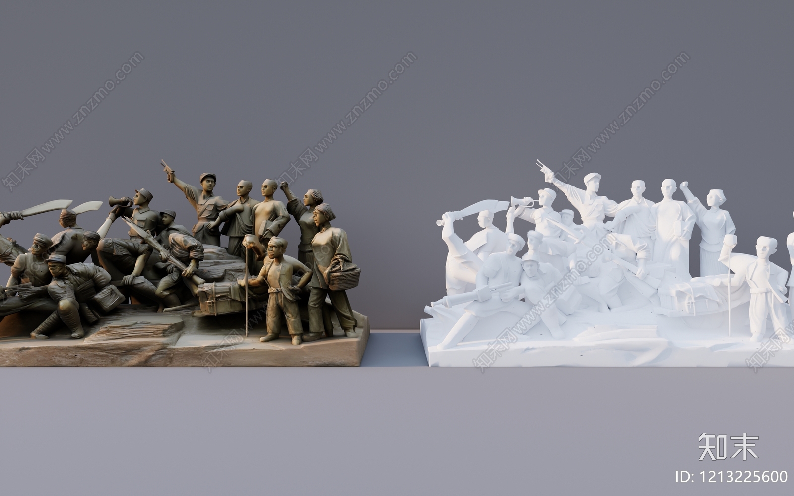 革命主题雕塑风格雕塑摆件SU模型下载【ID:1213225600】