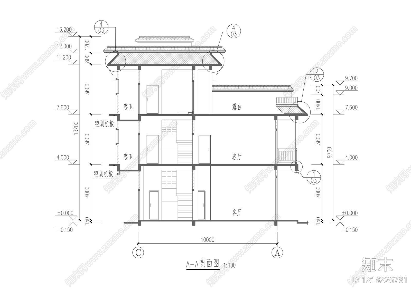 新中式住宅楼建筑cad施工图下载【ID:1213226781】