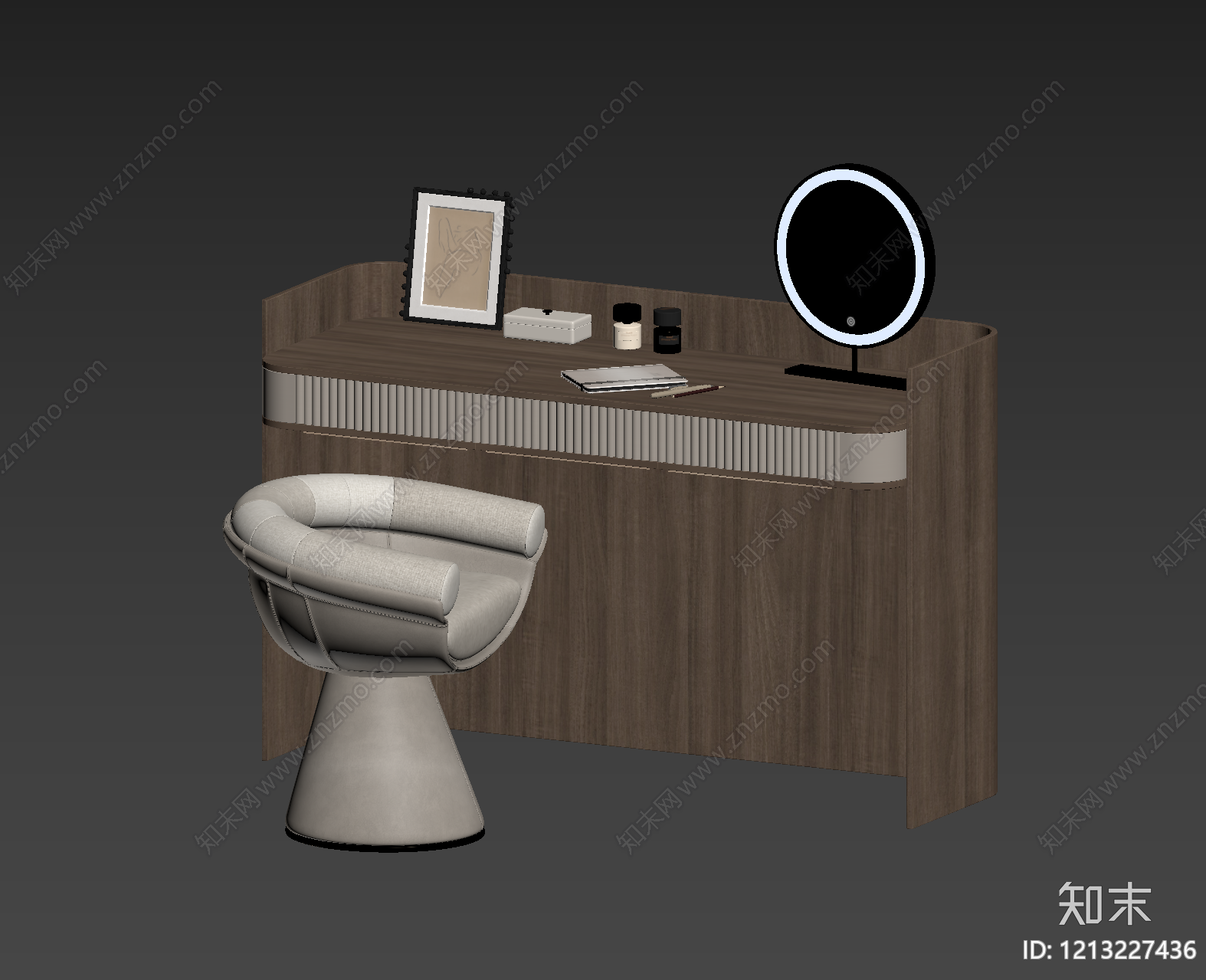 现代简约妆台妆凳3D模型下载【ID:1213227436】