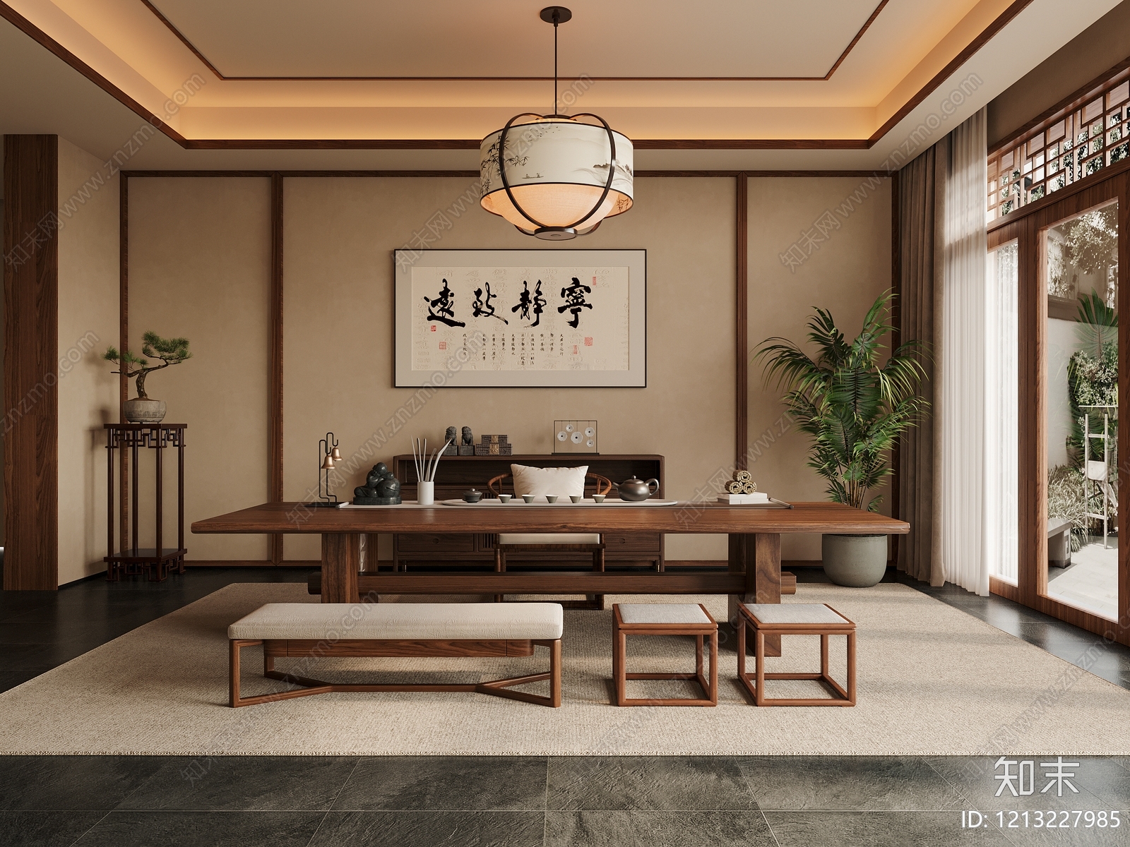 新中式茶室3D模型下载【ID:1213227985】