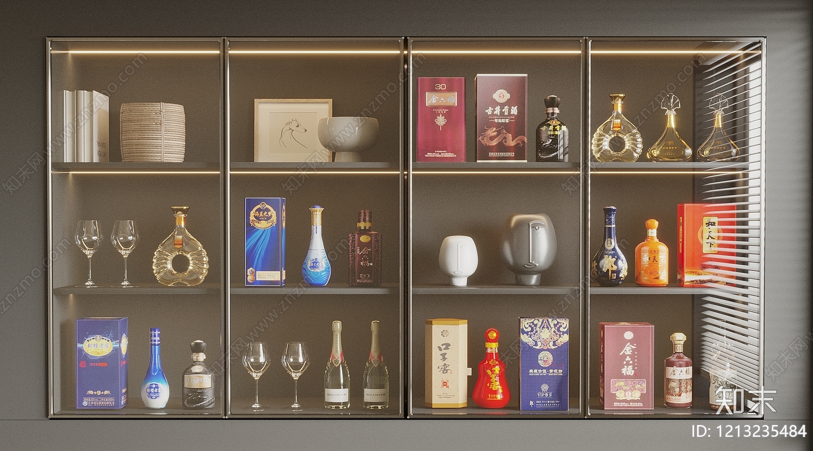 现代简约酒柜3D模型下载【ID:1213235484】